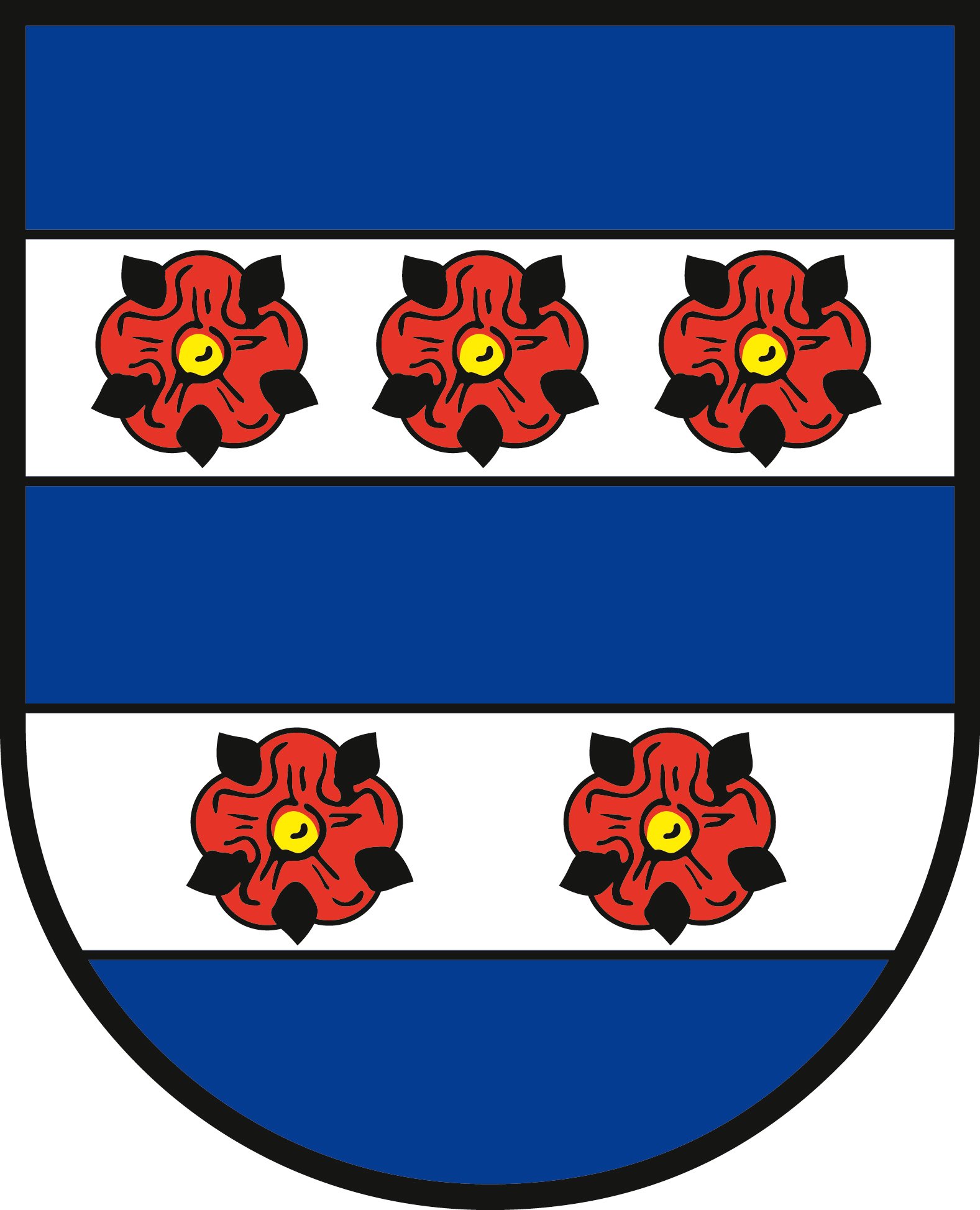 Wappenschild mit roten Blumen