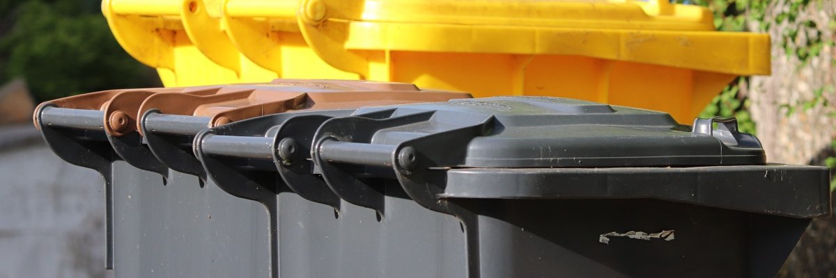 schwarze und gelbe Mülltonnen