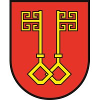 Rotes Wappenbild mit 2 gelben Schlüsseln