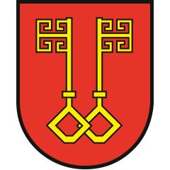 Rotes Wappenbild mit 2 gelben Schlüsseln