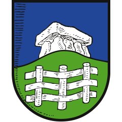 Wappen mit Thiestein und weißem Zaun
