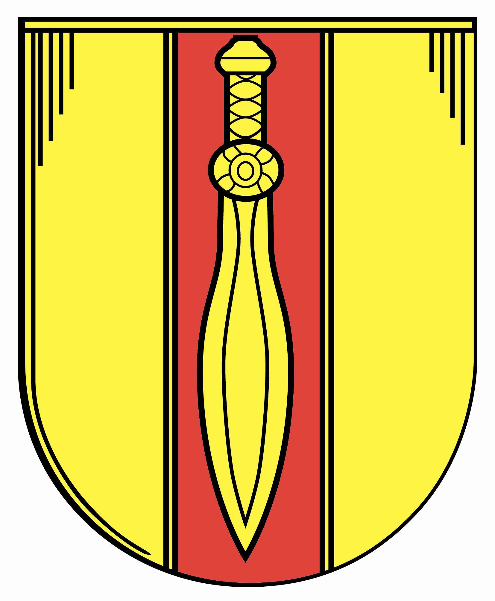 Wappen von Nordstemmen gelbes Schild mit einem Schwert in der Mittel