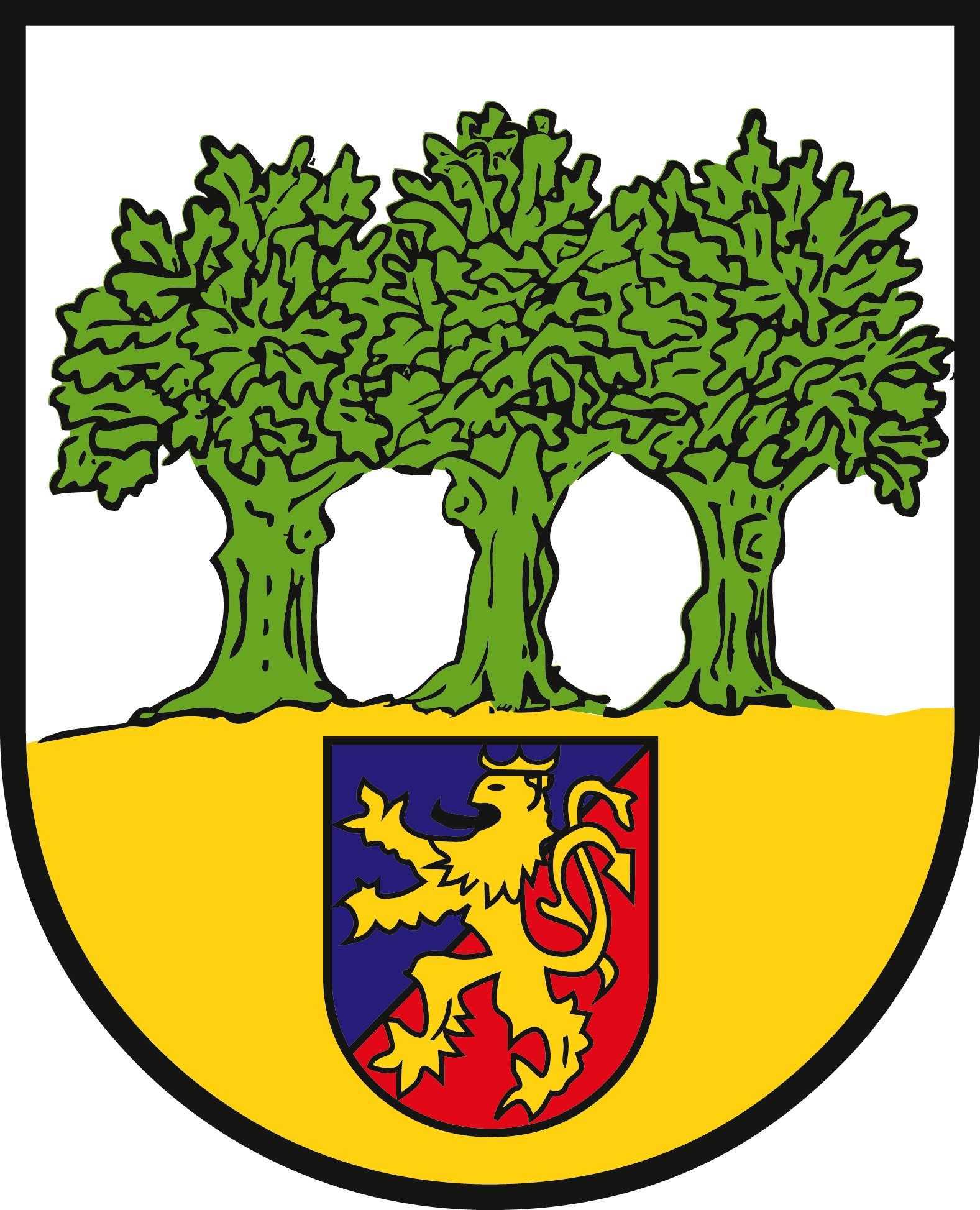 Schild mit drei Eichen