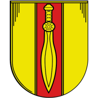 Gelbes Schild und Schwert